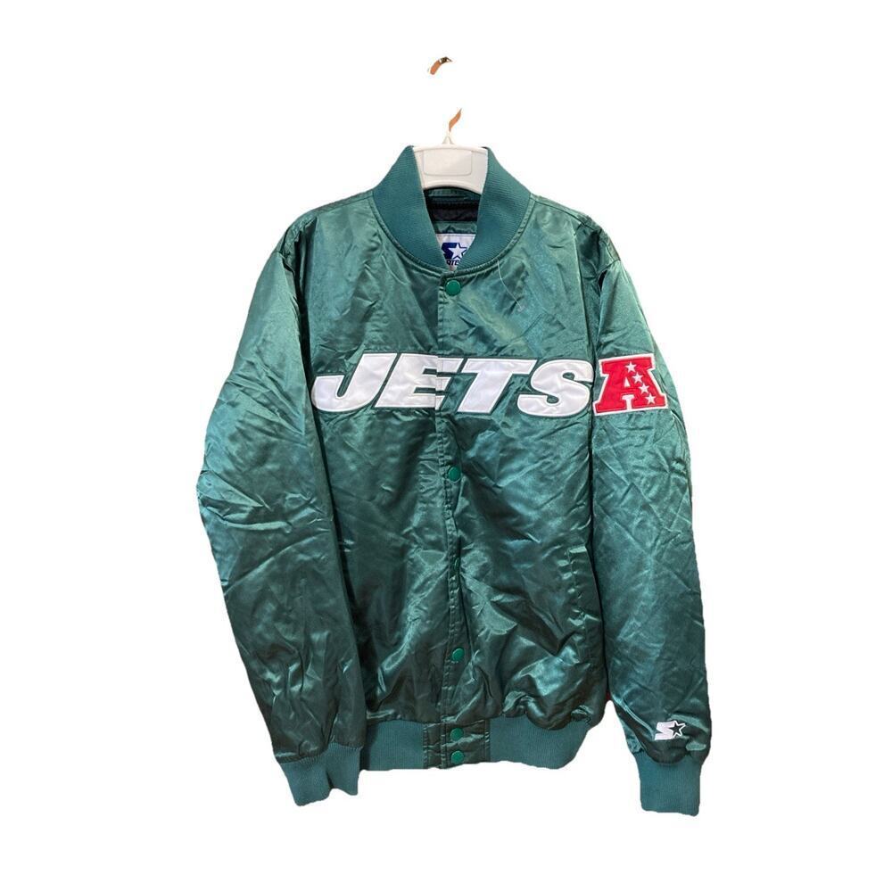 STARTER Mens Vtg New York Jets Jacket Sz M Green Quilted Insulated Coat A Patch‎